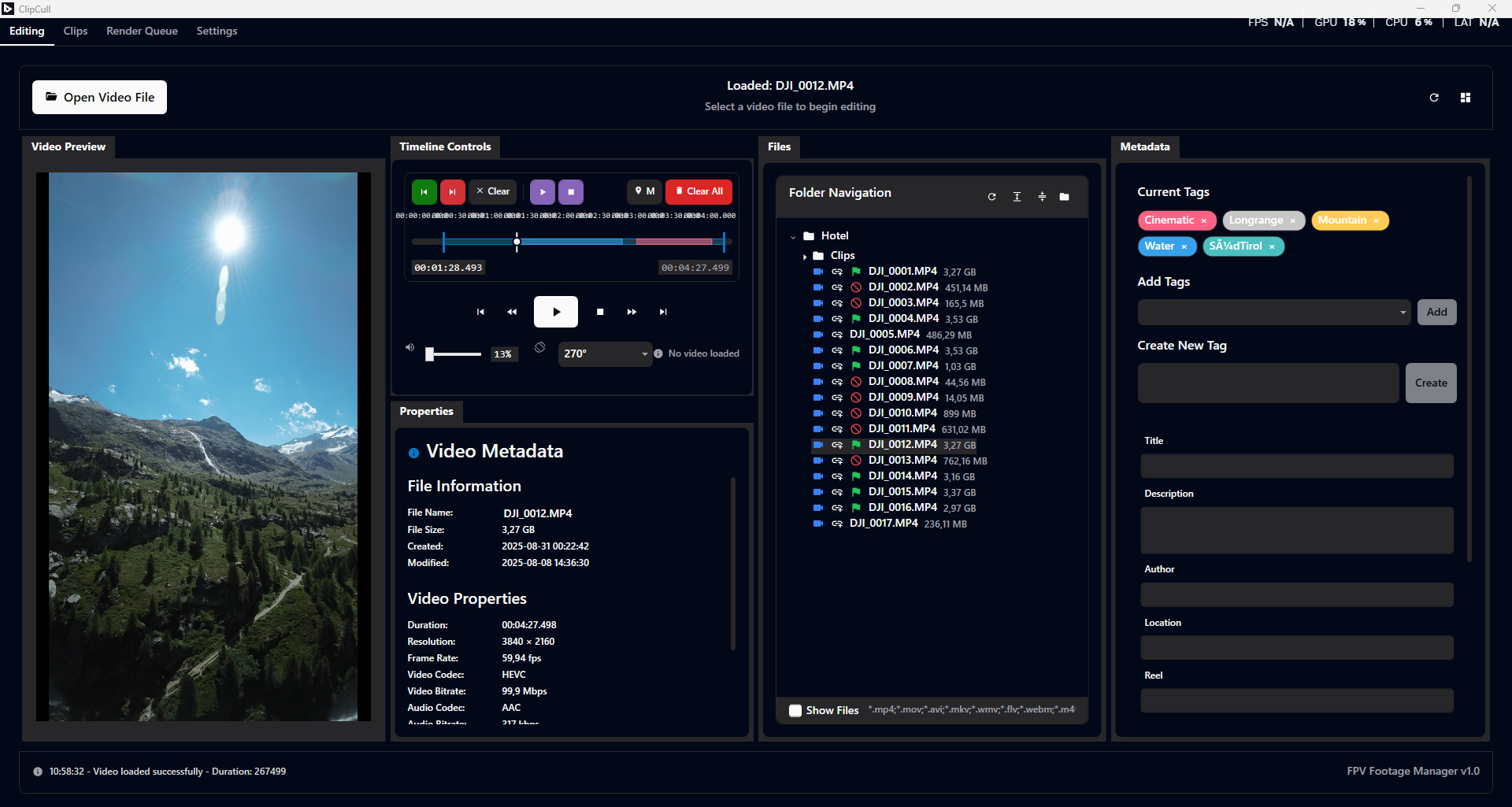 ClipCull Editing Workspace